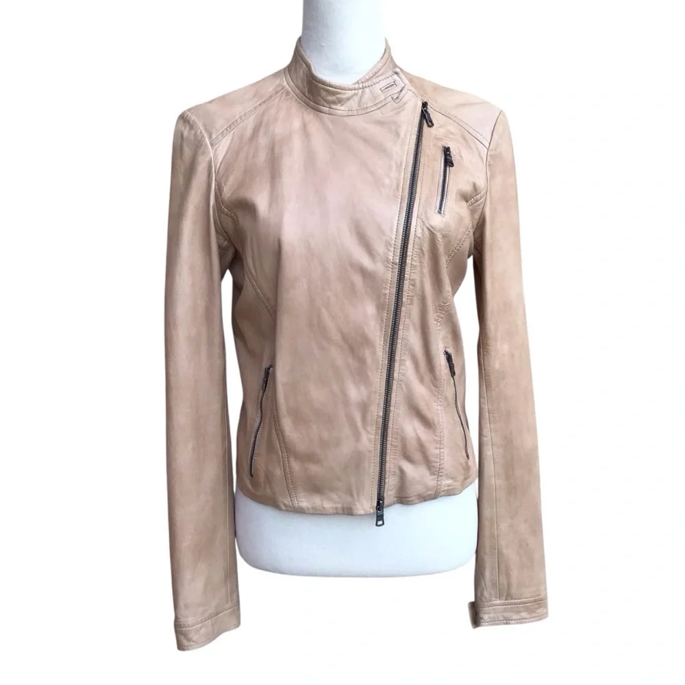 Armani Exchange Tan 100% Lambswool Full Zip Jacket Size Medium